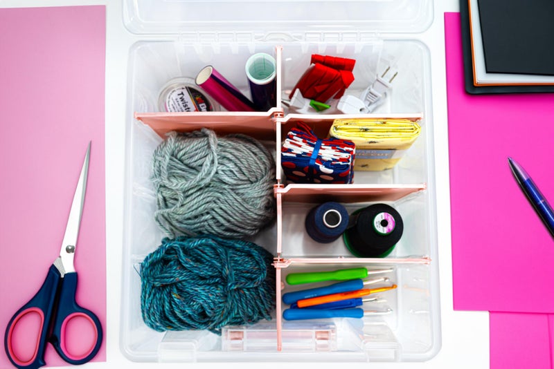 ArtBin 6990RK Super Satchel Double Deep, Portable Art & Craft Organizer with Handle, [1] Plastic Storage Case, Clear with Rose Gold Accents - Image 2
